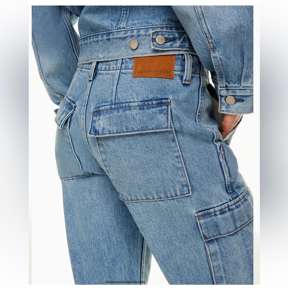 Denim Forum The '90s Edie Lo-rise Cargo Jean in 7 Yrs Pctr Ths Bleu Size 24 NWOT - Picture 14 of 16